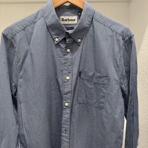 Barbour Shirt Mens Medium Blue Plaid Tailored Fit Button Down Long Sleeve Casual